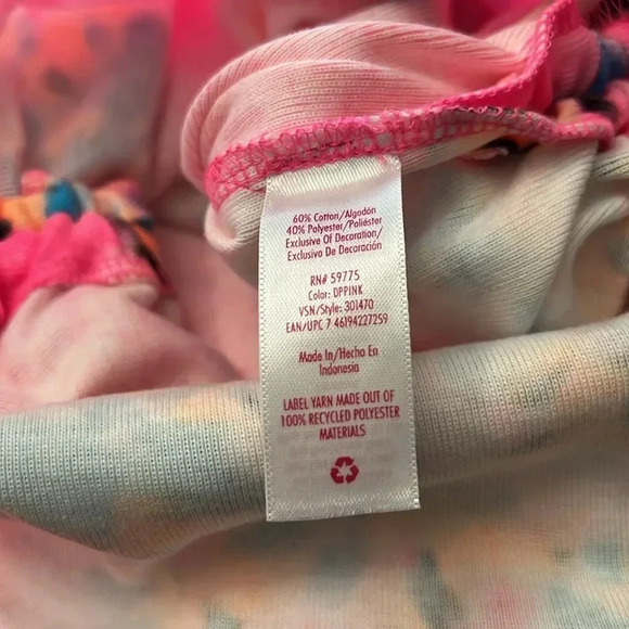 Justice Girls Cinch Side Tank & Short Outfit Set Size Large (12/14) Pink Tie-Dye - Picture 12 of 13